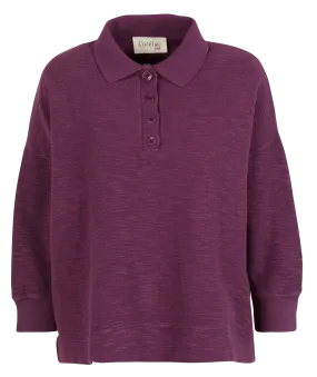 ACOTE MARCIA - Polo oversized mangas 3/4 de algodón mezclado en violeta