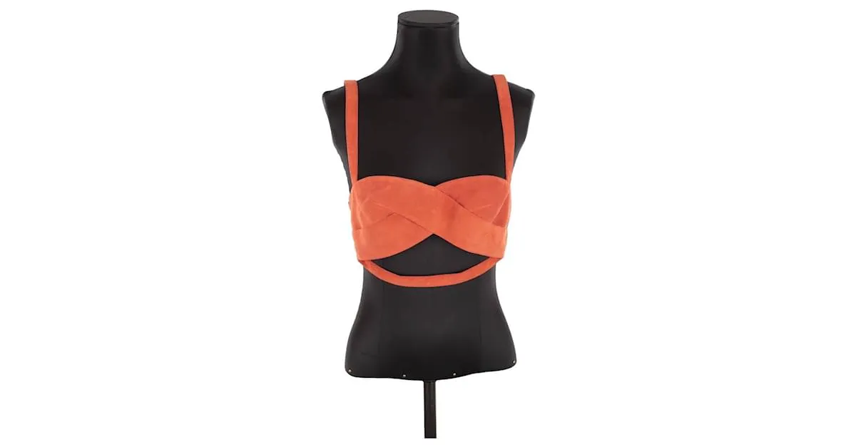 Autre Marque Bralette de cuero Naranja 