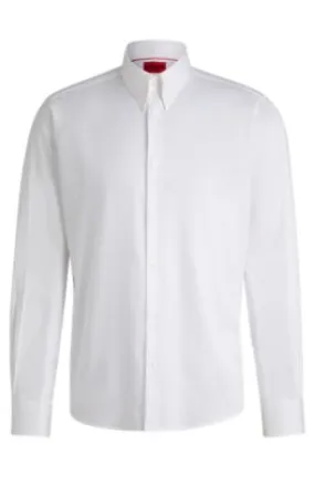 Camisa modern fit de raso de algodón elástico