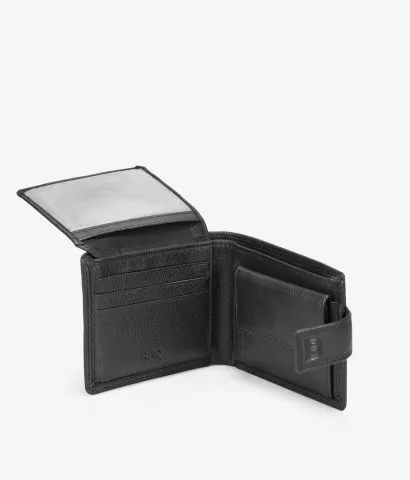 Cartera americana piel marrón con solapa y portamonedas