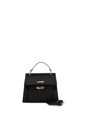 cartera bimaterial con detalles en estampado de cocodrilo