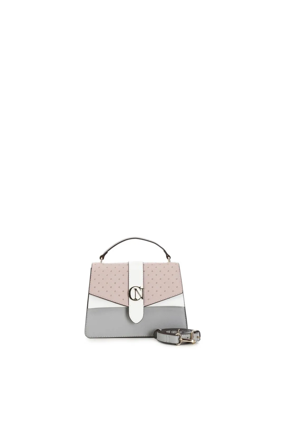 cartera pequeña de saffiano con micro tachuelas y charm cafènoir multi powder pink