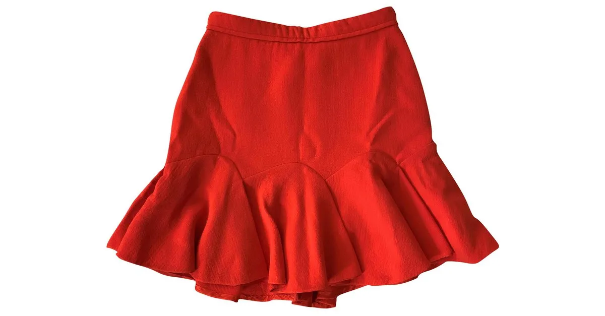 Carven Falda corta de crepé de lana Roja 