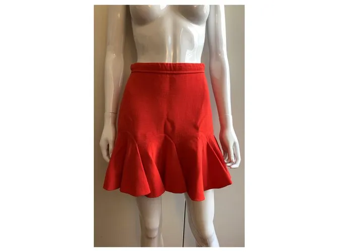 Carven Falda corta de crepé de lana Roja 