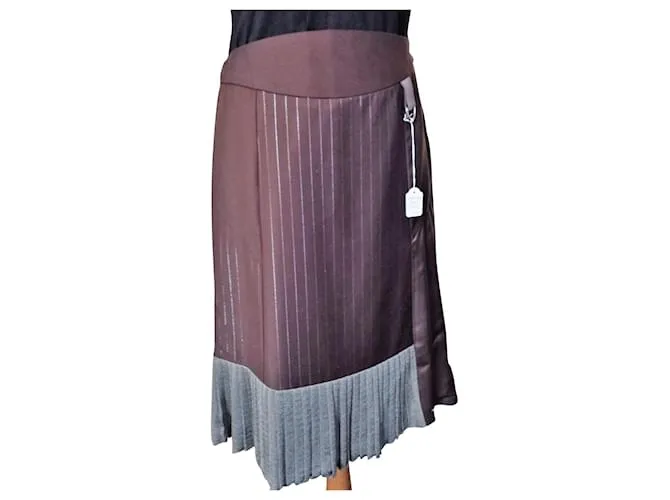 CHRISTIAN LACROIX FALDA FALDA COUTURE TRIMATIÈRE SEDA T 38/40 Marrón oscuro 