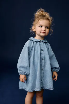 Denim azul - 100% Cotton Shirt Dress (3mths-8yrs)