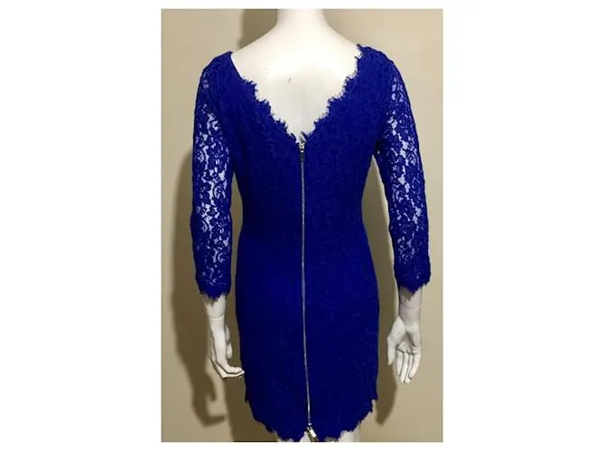 Diane Von Furstenberg Vestido DvF Zarita encaje azul cobalto 