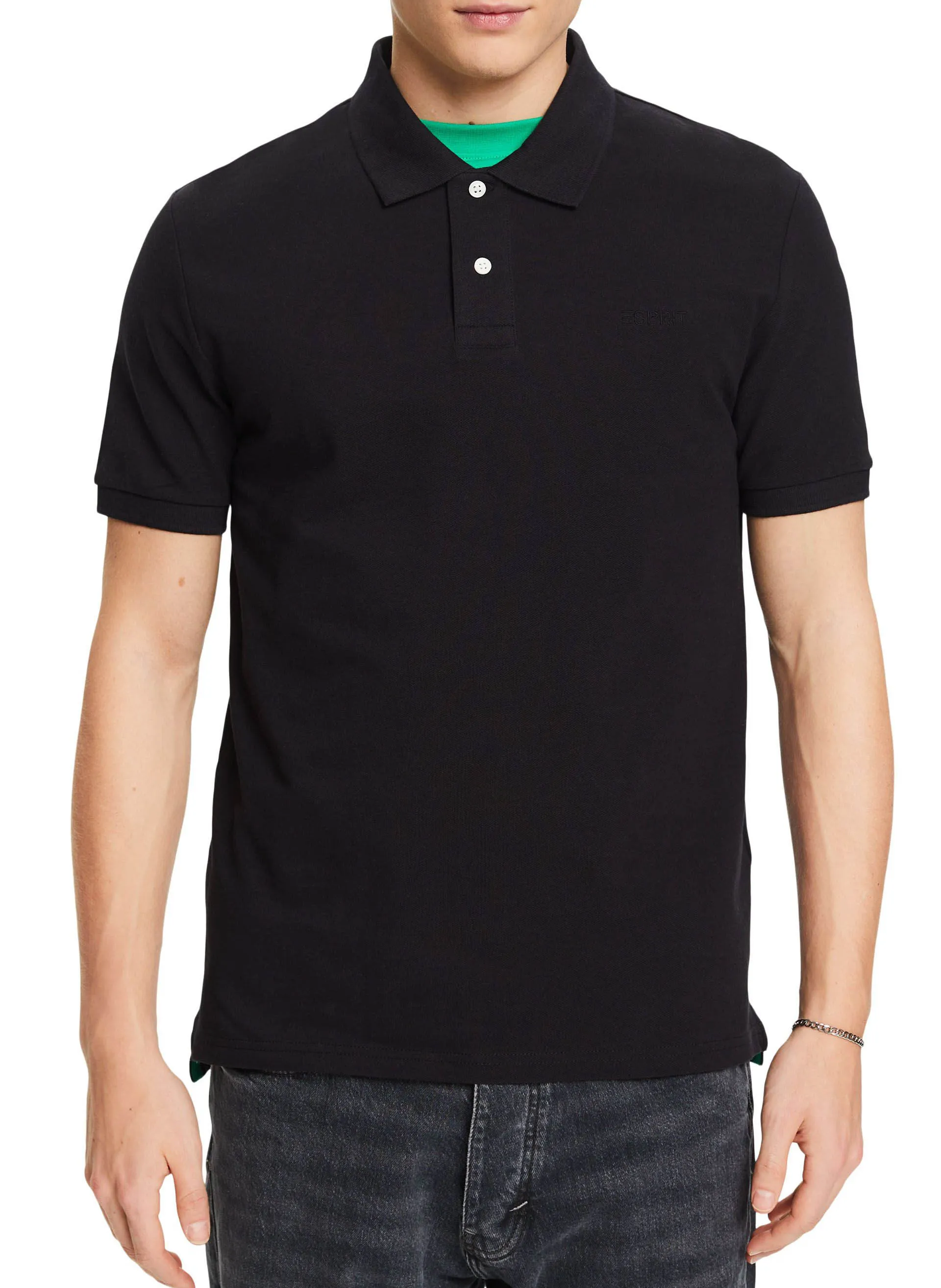 ESPRIT Polo de manga corta regular en negro