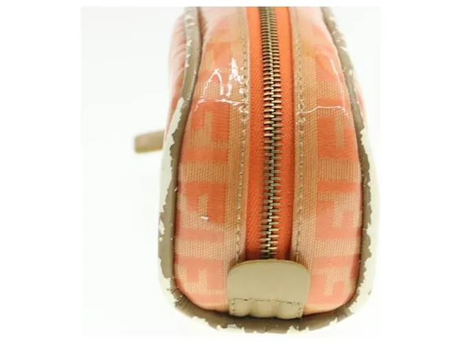 Estuche de lona FENDI Zucchino Esmalte naranja Auth am187segundo 