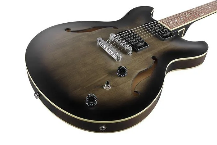 Guitarra Electrica Ibanez Hollow Body As53-Transparent Black Flat 