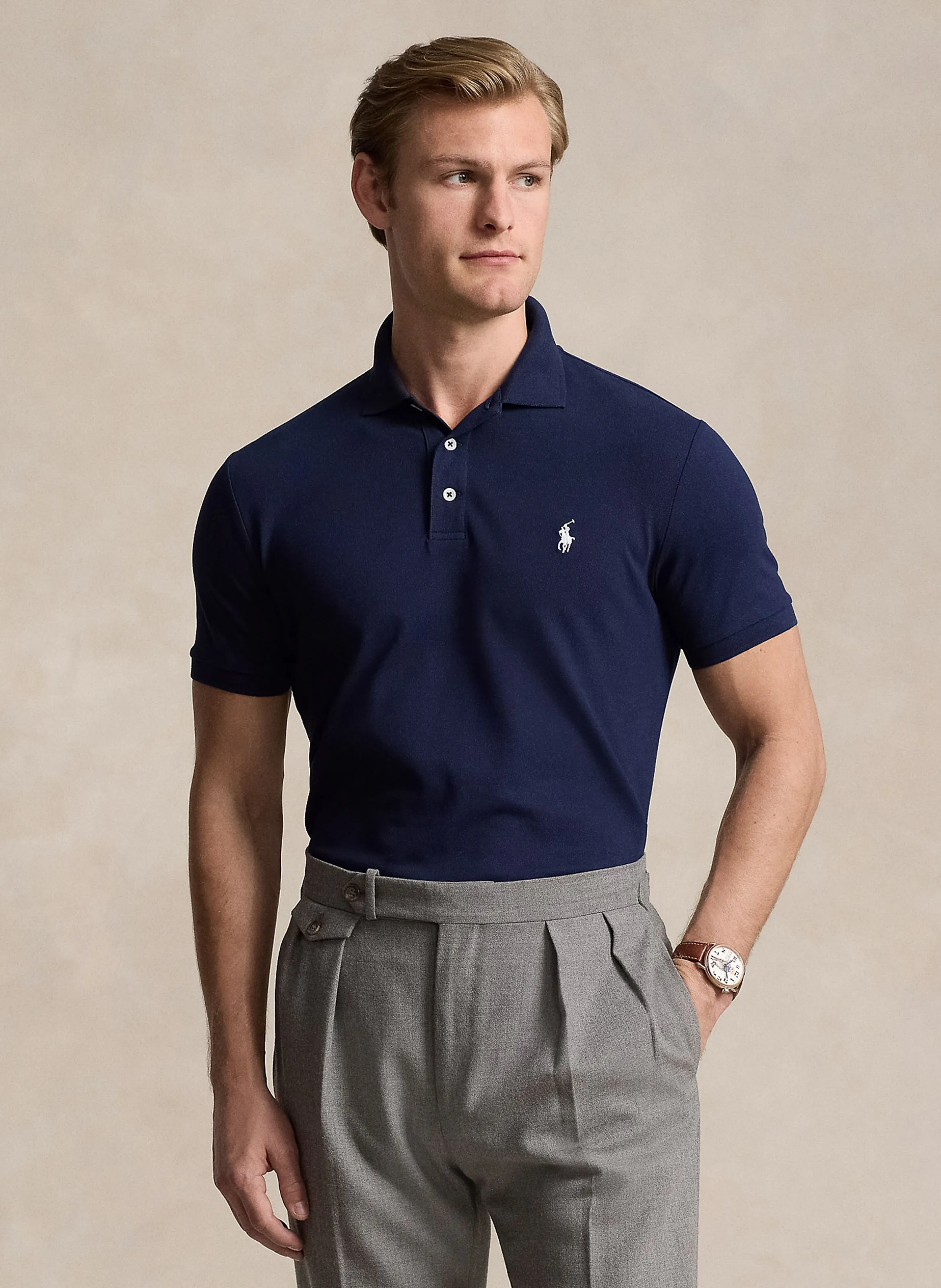 POLO RALPH LAUREN Polo de mezcla de algodón slim fit en azul