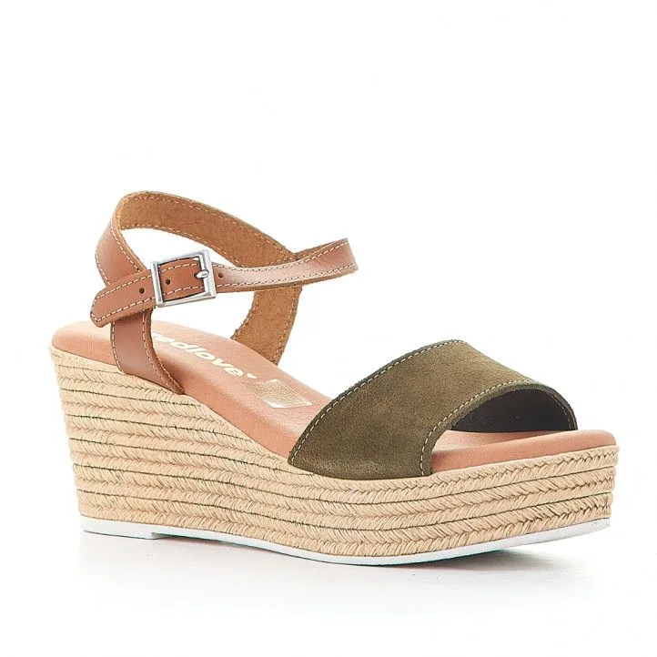 Sandalias cuña Redlove marta de cuña con tira delantera verde