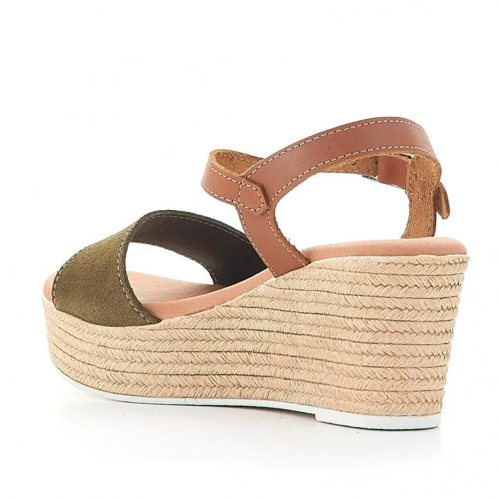 Sandalias cuña Redlove marta de cuña con tira delantera verde