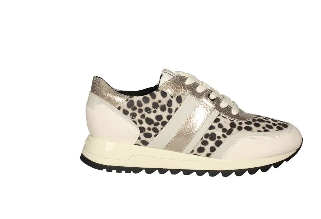 Sneaker Piel Blanco Ante Estampado Leopardo Pala y Laterales