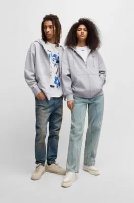 Sudadera relaxed fit de género neutro en felpa de algodón con capucha