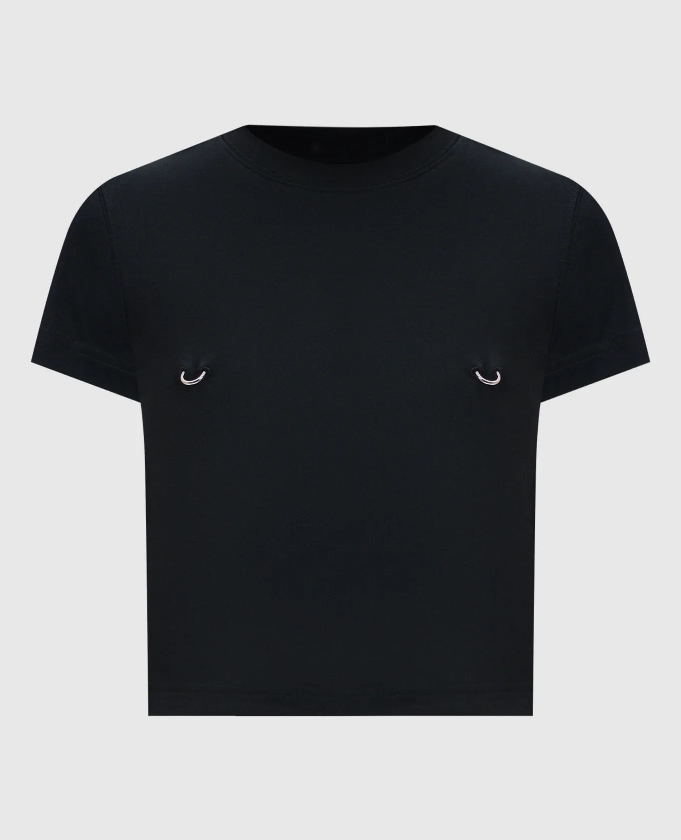 Thierry Mugler Black cropped t-shirt with logo emblem