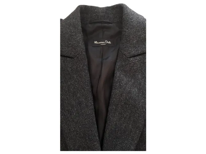 Traje de falda de lana Massimo Dutti, tamaño 38, color azul y gris 